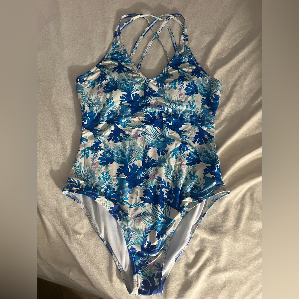 CALE Blue and White Bathing Suit